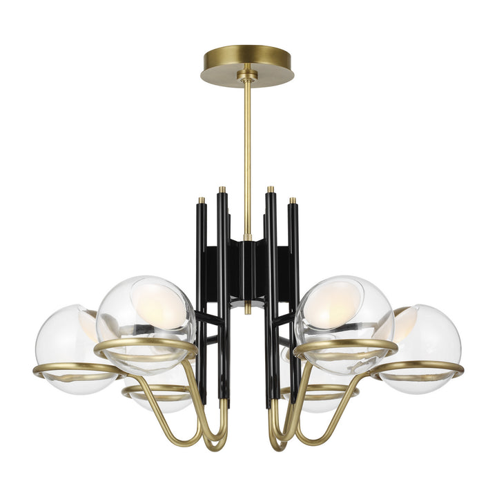 Visual Comfort Modern Crosby 700CRBY6BNB-LED927 Chandelier Light - Glossy Black/Natural Brass