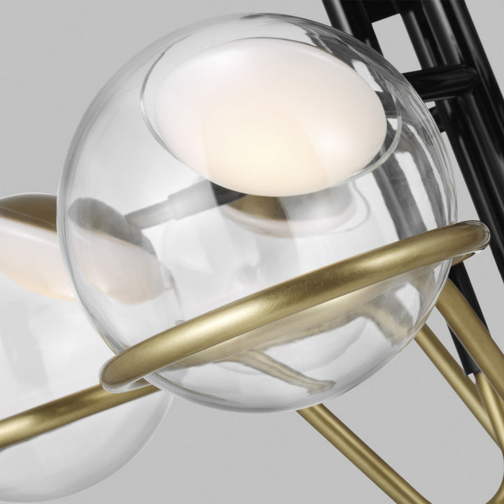 Visual Comfort Modern Crosby 700CRBY6BNB-LED927-277 Chandelier Light - Glossy Black/Natural Brass