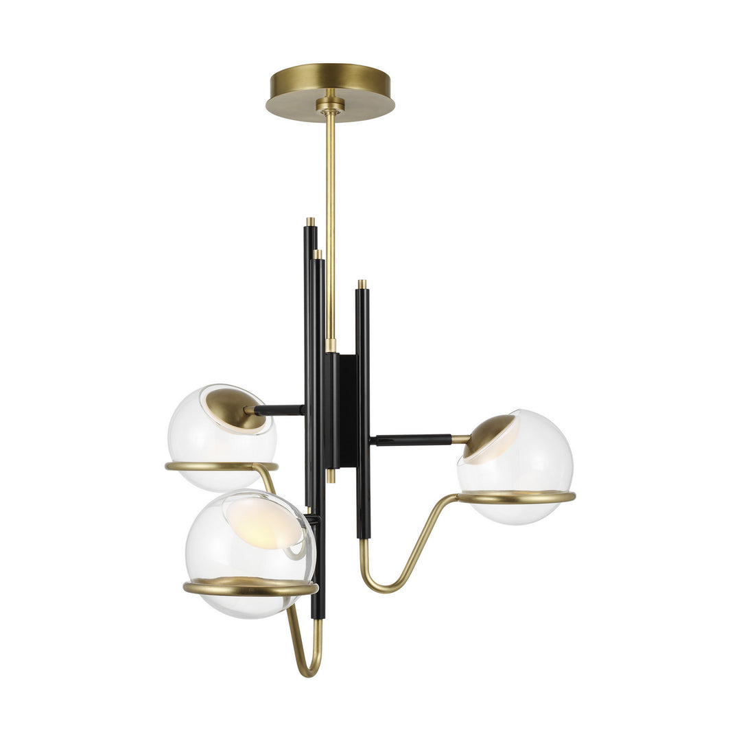 Visual Comfort Modern Crosby 700TDCRBY3BNB-LED927 Chandelier Light - Glossy Black/Natural Brass