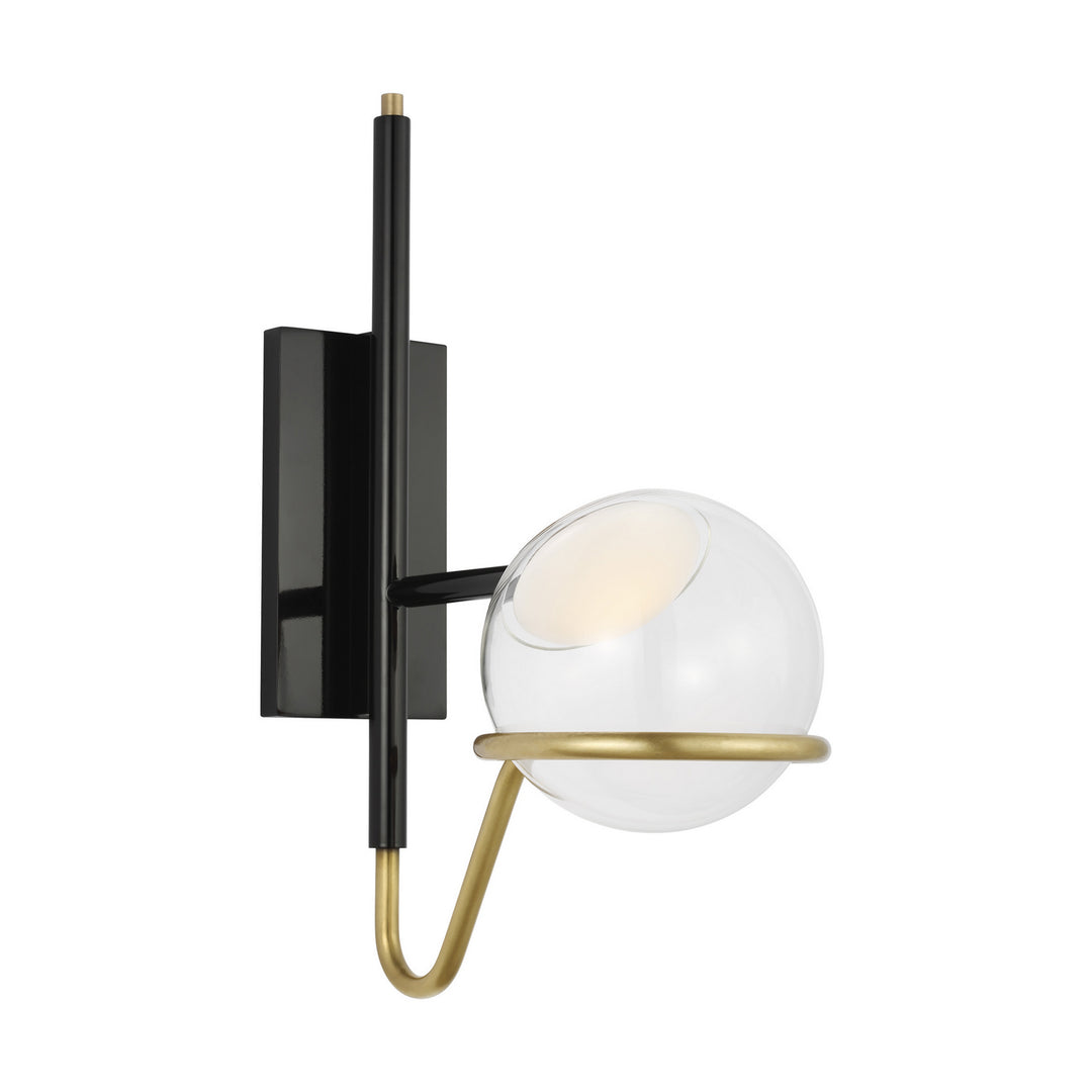 Visual Comfort Modern Crosby 700WSCRBY18BNB-LED927 Wall Light - Glossy Black/Natural Brass