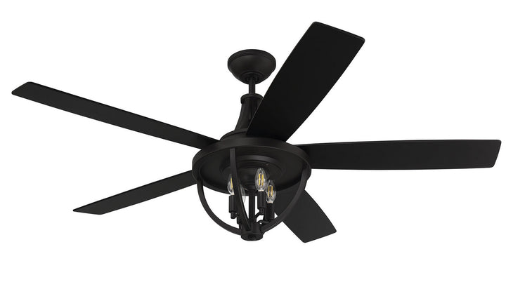 Craftmade Nash NSH56FB5 Ceiling Fan 56 - Flat Black, Flat Black/Greywood/