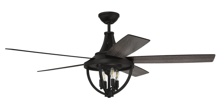 Craftmade Nash NSH56FB5 Ceiling Fan 56 - Flat Black, Flat Black/Greywood/