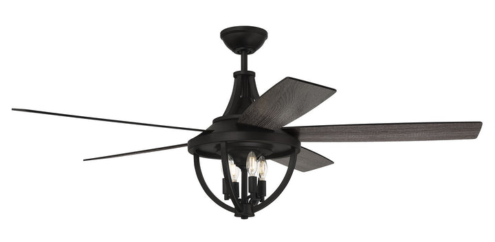 Craftmade Nash NSH56FB5 Ceiling Fan 56 - Flat Black, Flat Black/Greywood/