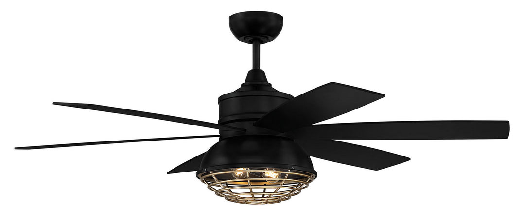 Craftmade Rugged RGD52FBSB6 Ceiling Fan 52 - Flat Black/Satin Brass, Flat Black/Driftwood/