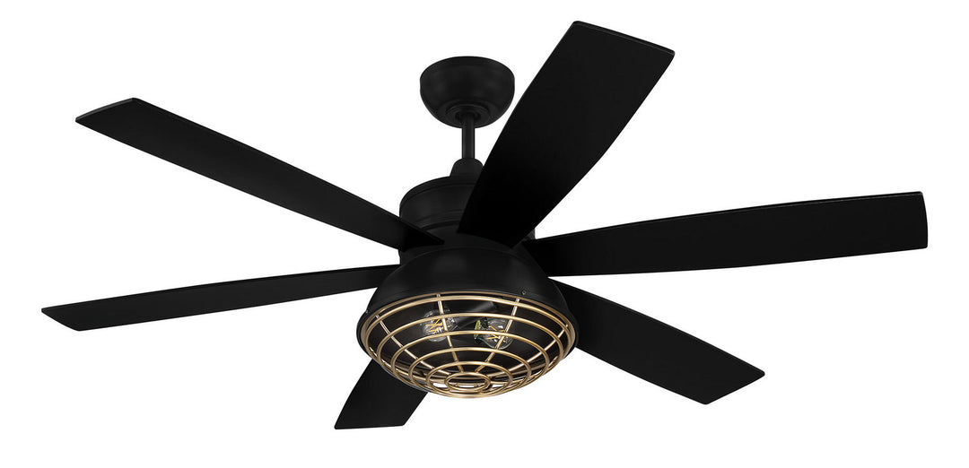 Craftmade Rugged RGD52FBSB6 Ceiling Fan 52 - Flat Black/Satin Brass, Flat Black/Driftwood/