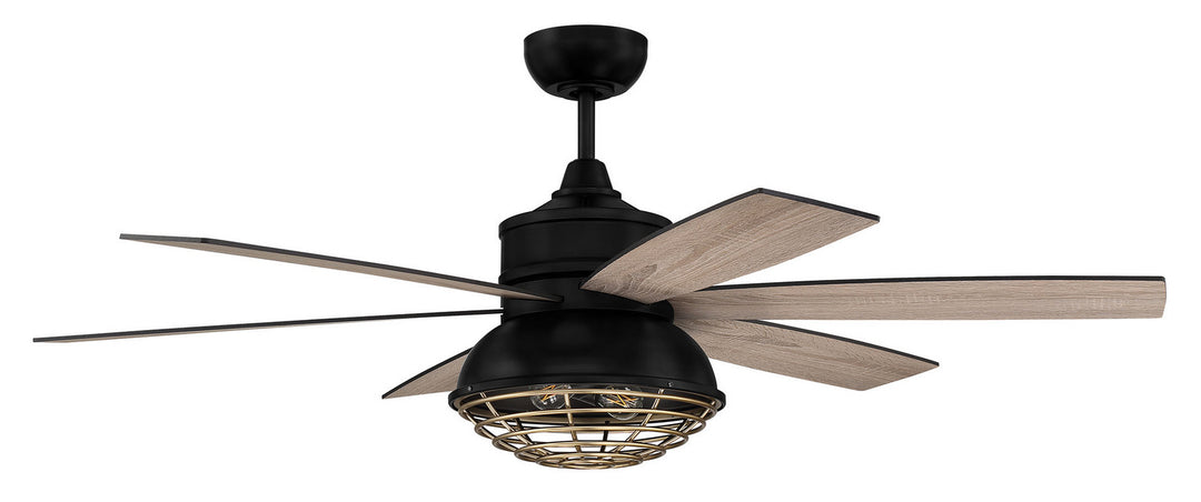 Craftmade Rugged RGD52FBSB6 Ceiling Fan 52 - Flat Black/Satin Brass, Flat Black/Driftwood/