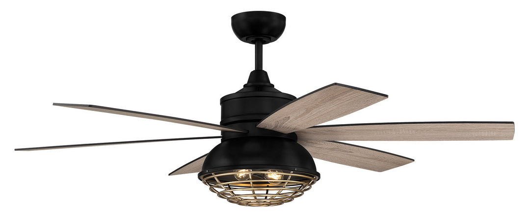 Craftmade Rugged RGD52FBSB6 Ceiling Fan 52 - Flat Black/Satin Brass, Flat Black/Driftwood/