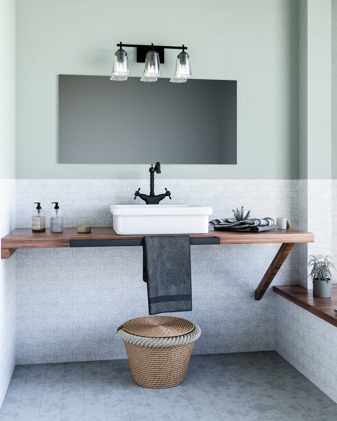 Alora Mood addison VL638221MBCL Bath Vanity Light 13 in. wide - Clear Glass/Matte Black