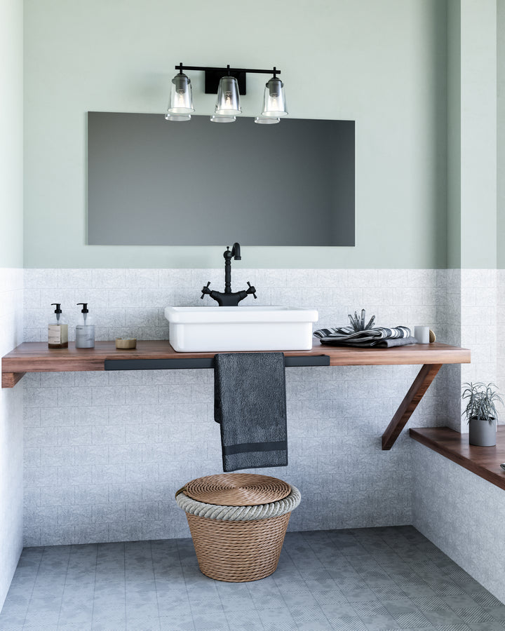 Alora Mood addison VL638221MBCL Bath Vanity Light 13 in. wide - Clear Glass/Matte Black