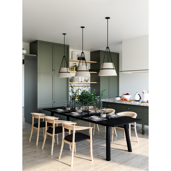 Alora Mood oliver PD546719MBWL Pendant Light - Matte Black/White Linen