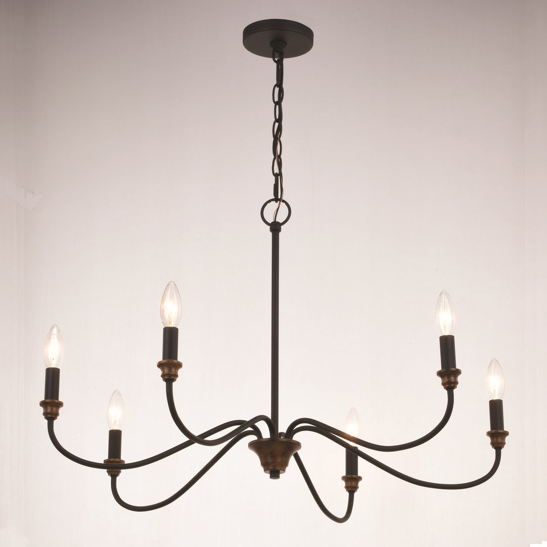 Vaxcel Annabelle H0265 Chandelier Light - Matte Black and Brushed Walnut