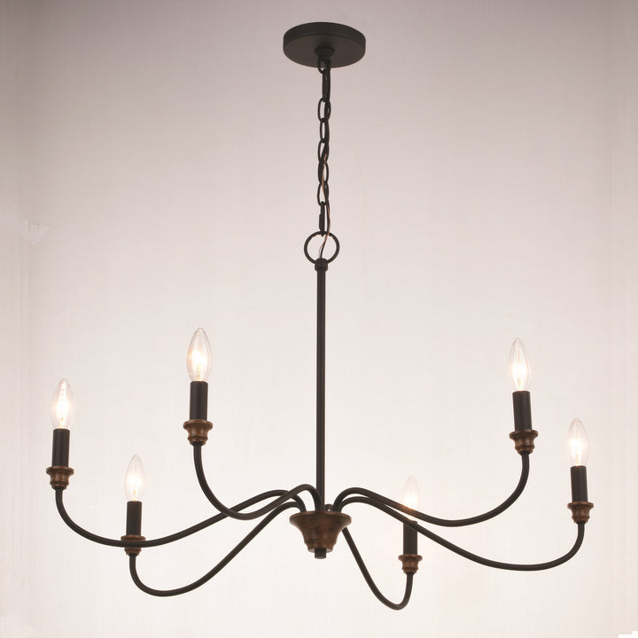 Vaxcel Annabelle H0265 Chandelier Light - Matte Black and Brushed Walnut