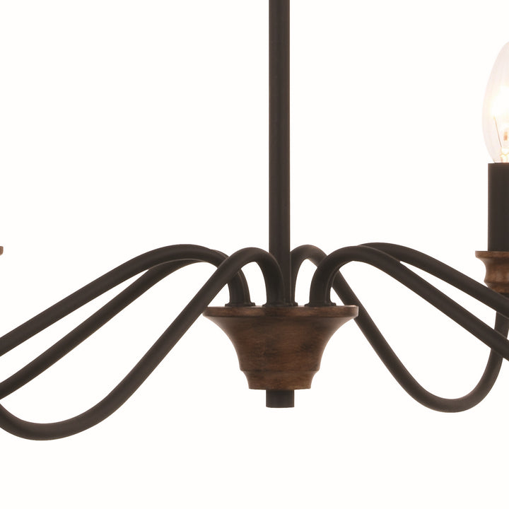 Vaxcel Annabelle H0265 Chandelier Light - Matte Black and Brushed Walnut
