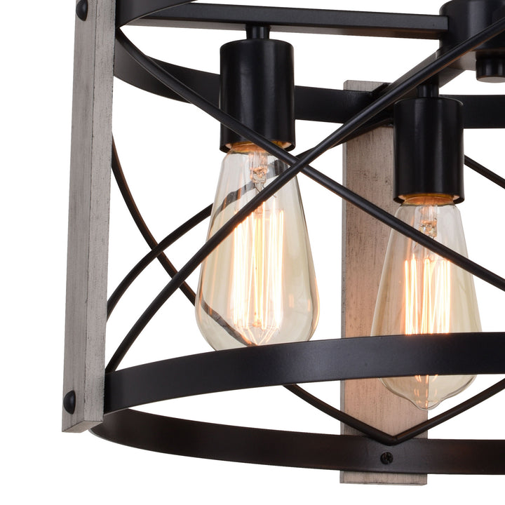 Vaxcel Burien P0365 Chandelier Light - Black and Washed Ash