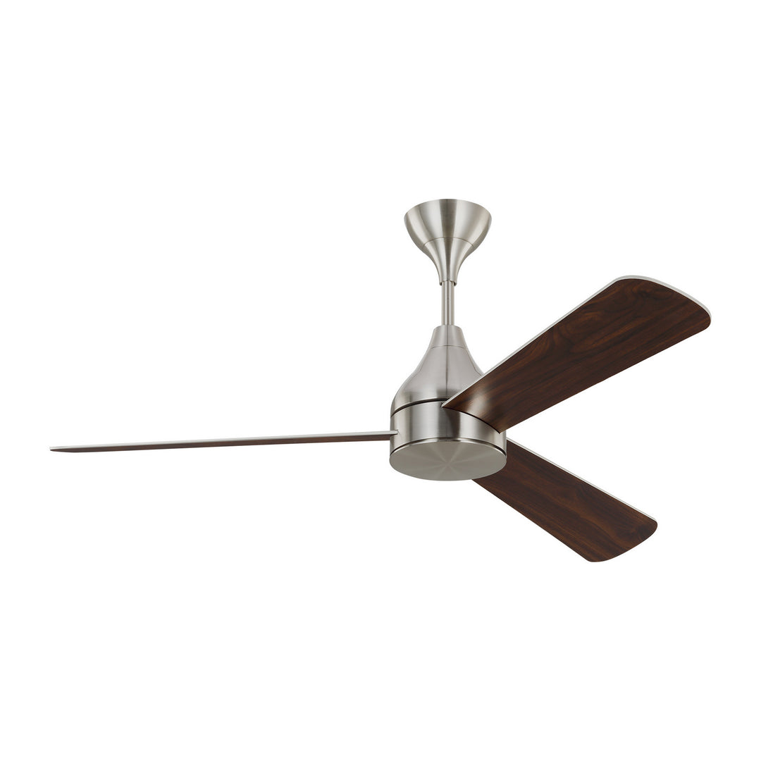 Visual Comfort Fan Streaming 52 Smart LED 3STMSM52BSD Ceiling Fan - Brushed Steel, Silver/American Walnut reversible blades/Silver/American Walnut reversible blades/