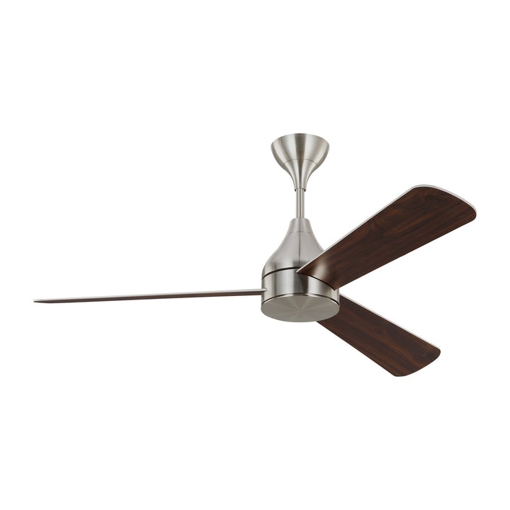 Visual Comfort Fan Streaming 52 Smart LED 3STMSM52BSD Ceiling Fan - Brushed Steel, Silver/American Walnut reversible blades/Silver/American Walnut reversible blades/