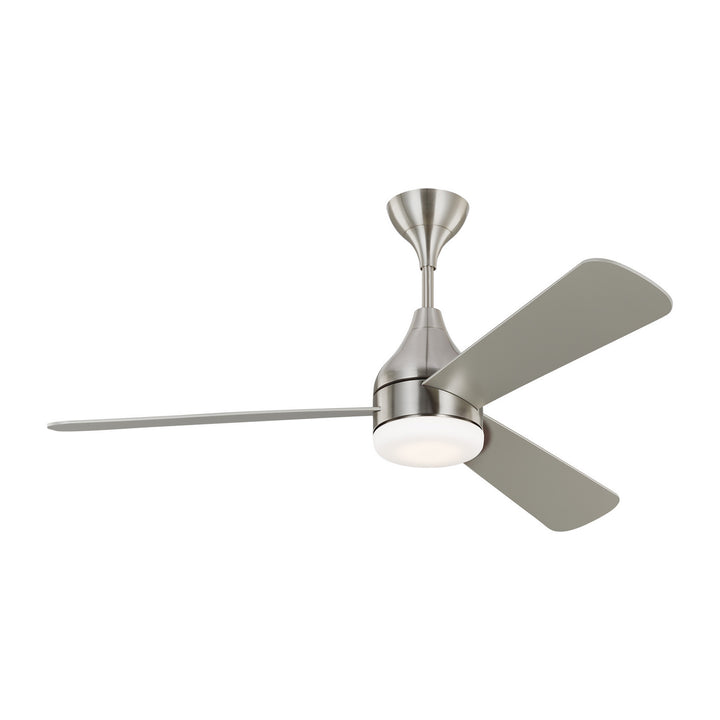 Visual Comfort Fan Streaming 52 Smart LED 3STMSM52BSD Ceiling Fan - Brushed Steel, Silver/American Walnut reversible blades/Silver/American Walnut reversible blades/