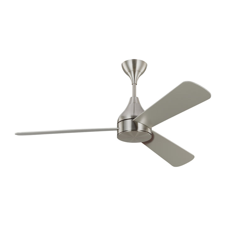 Visual Comfort Fan Streaming 52 Smart LED 3STMSM52BSD Ceiling Fan - Brushed Steel, Silver/American Walnut reversible blades/Silver/American Walnut reversible blades/