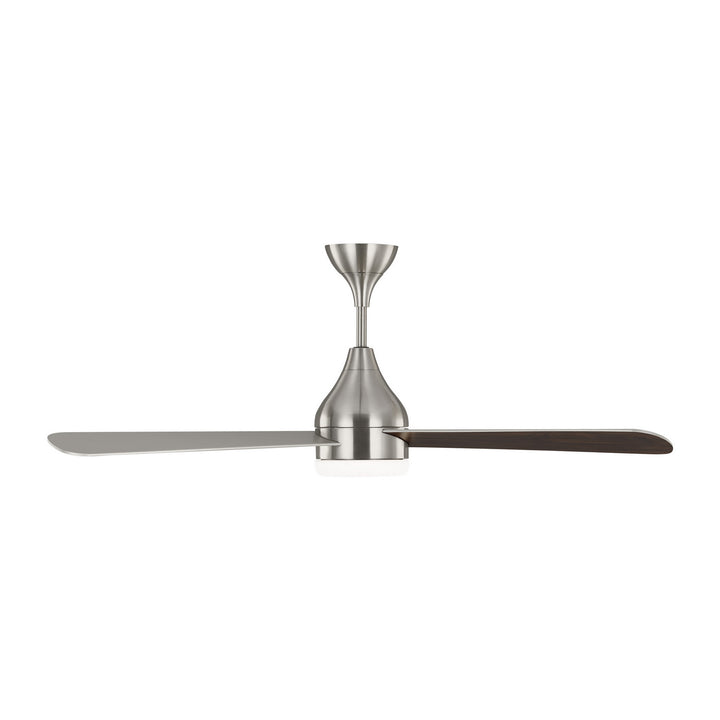 Visual Comfort Fan Streaming 52 Smart LED 3STMSM52BSD Ceiling Fan - Brushed Steel, Silver/American Walnut reversible blades/Silver/American Walnut reversible blades/