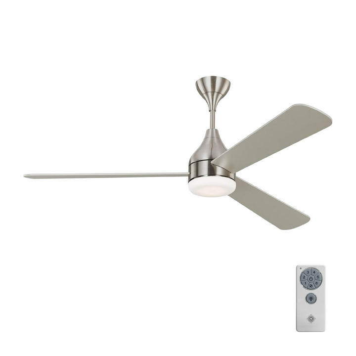 Visual Comfort Fan Streaming 60 Smart LED 3STMSM60BSD Ceiling Fan - Brushed Steel, Silver/American Walnut reversible blades/Silver/American Walnut reversible blades/