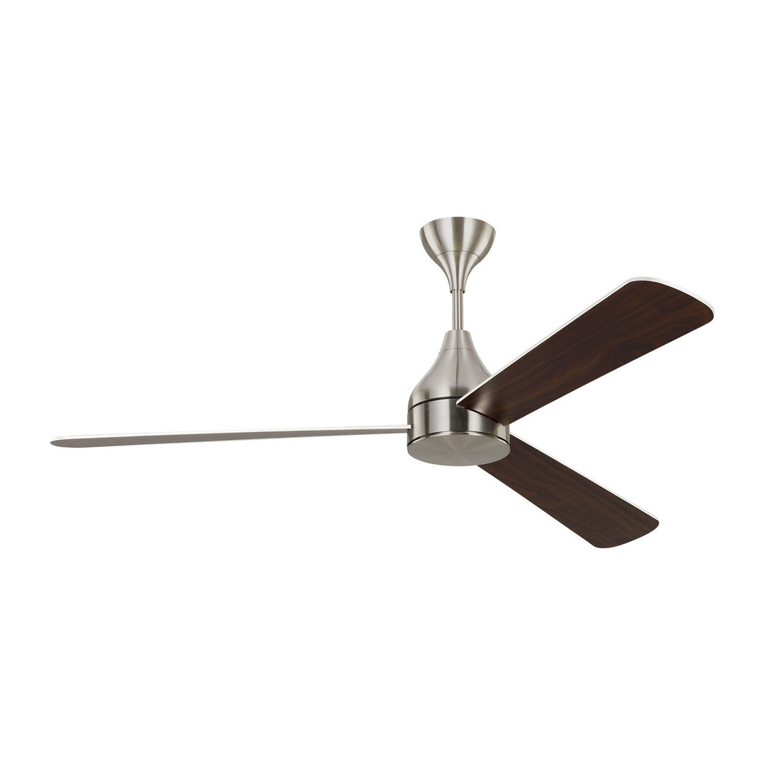 Visual Comfort Fan Streaming 60 Smart LED 3STMSM60BSD Ceiling Fan - Brushed Steel, Silver/American Walnut reversible blades/Silver/American Walnut reversible blades/