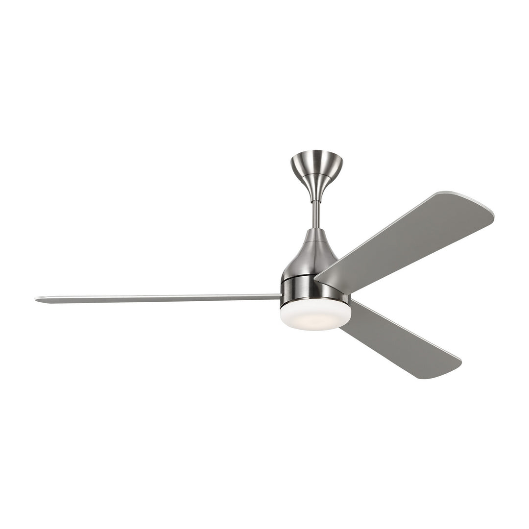 Visual Comfort Fan Streaming 60 Smart LED 3STMSM60BSD Ceiling Fan - Brushed Steel, Silver/American Walnut reversible blades/Silver/American Walnut reversible blades/