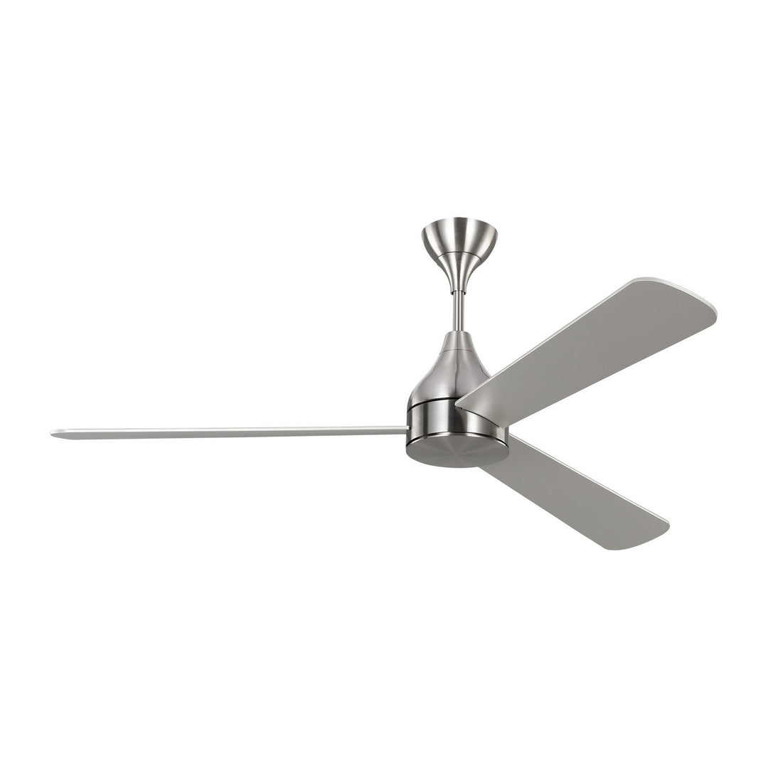 Visual Comfort Fan Streaming 60 Smart LED 3STMSM60BSD Ceiling Fan - Brushed Steel, Silver/American Walnut reversible blades/Silver/American Walnut reversible blades/