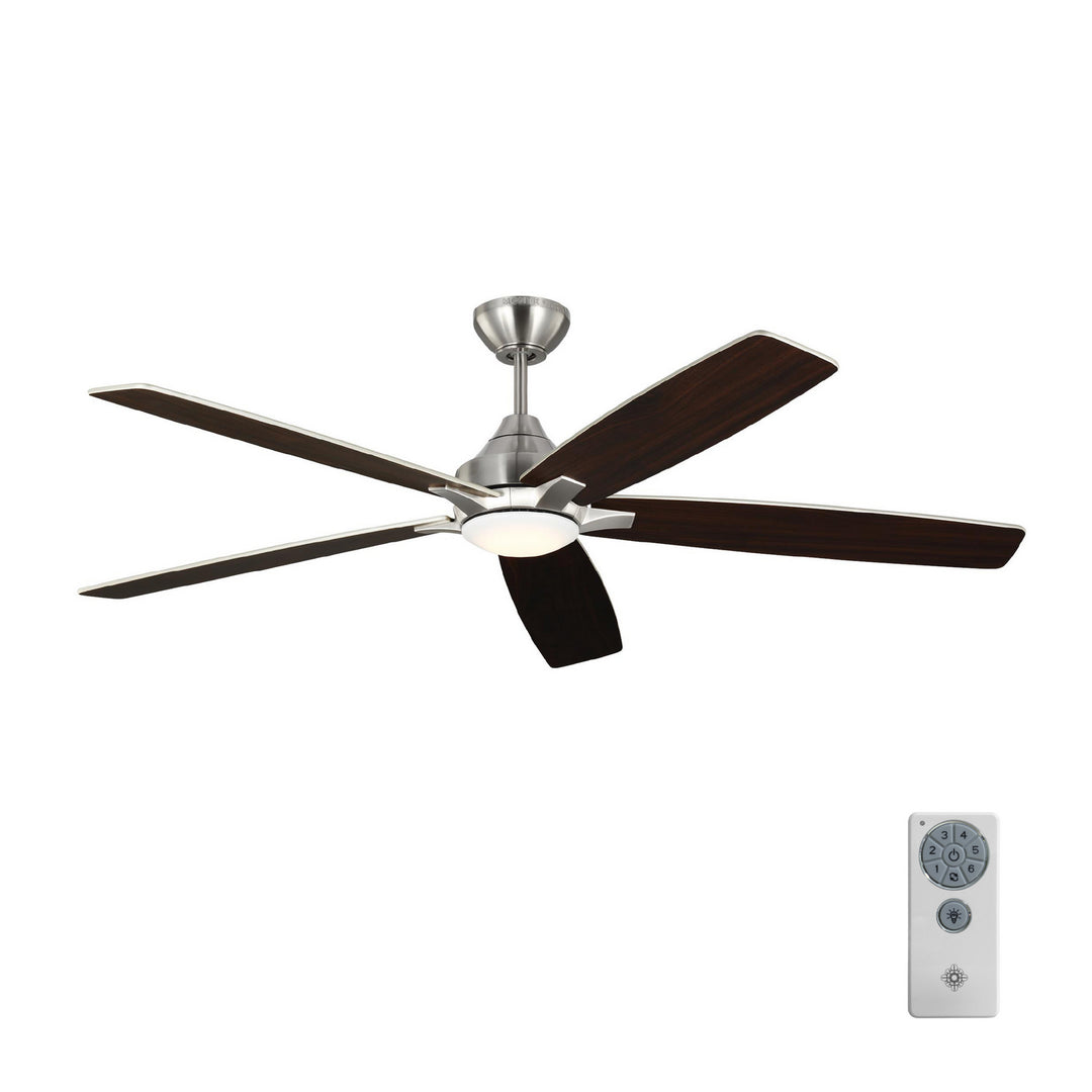 Visual Comfort Fan Lowden 60 Smart LED 5LWDSM60BSD Ceiling Fan - Brushed Steel, Silver/American Walnut reversible blades/Silver/American Walnut reversible blades/