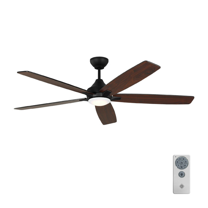 Visual Comfort Fan Lowden 60 Smart LED 5LWDSM60MBKD Ceiling Fan - Midnight Black, Midnight Black/American Walnut reversible blades/Midnight Black/American Walnut reversible blades/