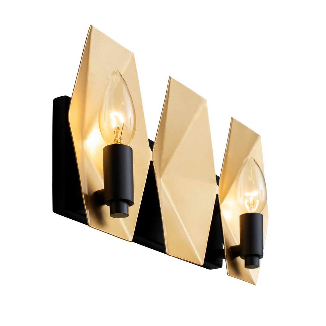 Varaluz Malone 361B02MBFG Bath Vanity Light 13 in. wide - Matte Black/French Gold