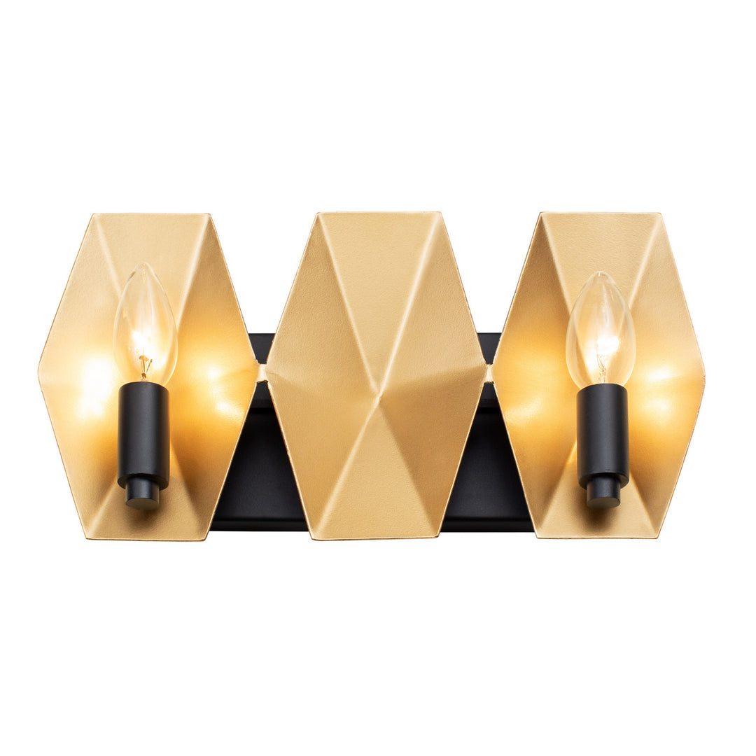 Varaluz Malone 361B02MBFG Bath Vanity Light 13 in. wide - Matte Black/French Gold