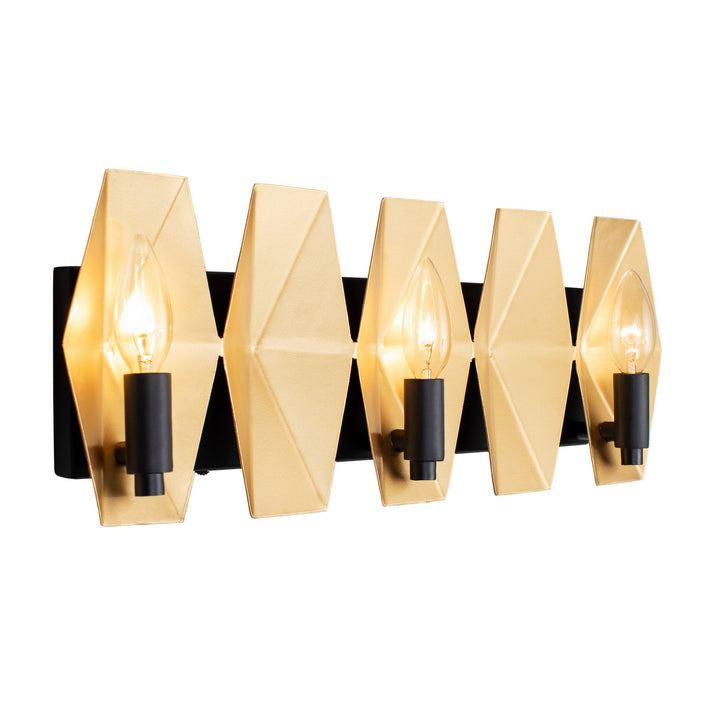 Varaluz Malone 361B03MBFG Bath Vanity Light 22 in. wide - Matte Black/French Gold