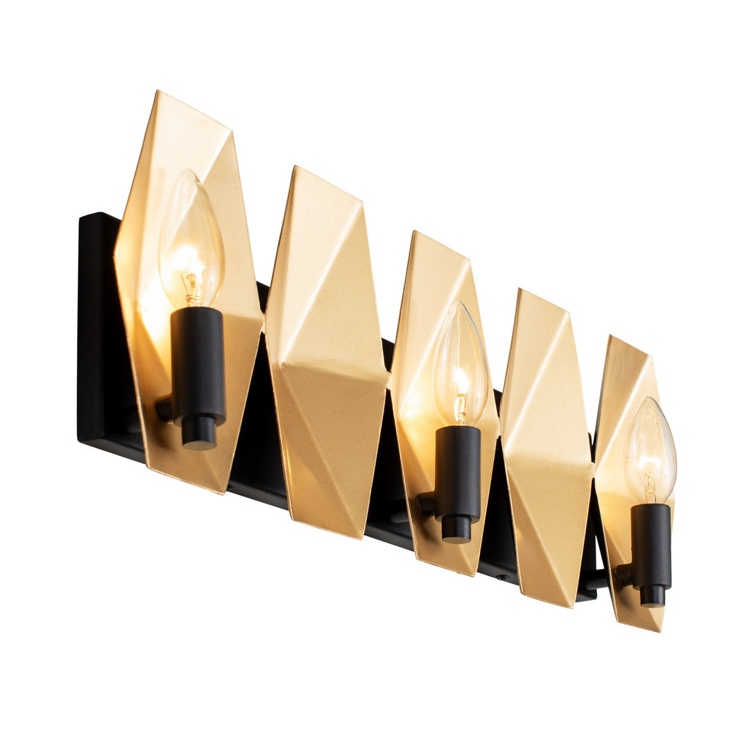 Varaluz Malone 361B03MBFG Bath Vanity Light 22 in. wide - Matte Black/French Gold