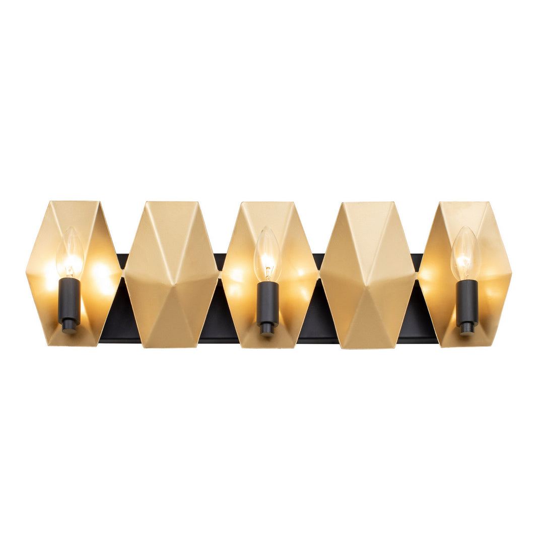 Varaluz Malone 361B03MBFG Bath Vanity Light 22 in. wide - Matte Black/French Gold