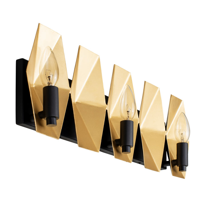Varaluz Malone 361B03MBFG Bath Vanity Light 22 in. wide - Matte Black/French Gold