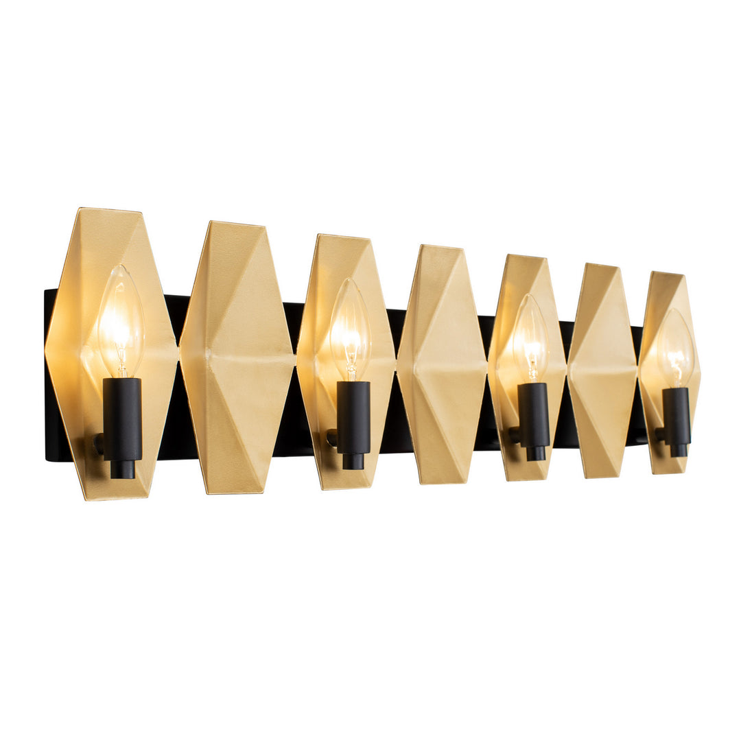 Varaluz Malone 361B04MBFG Bath Vanity Light 31 in. wide - Matte Black/French Gold