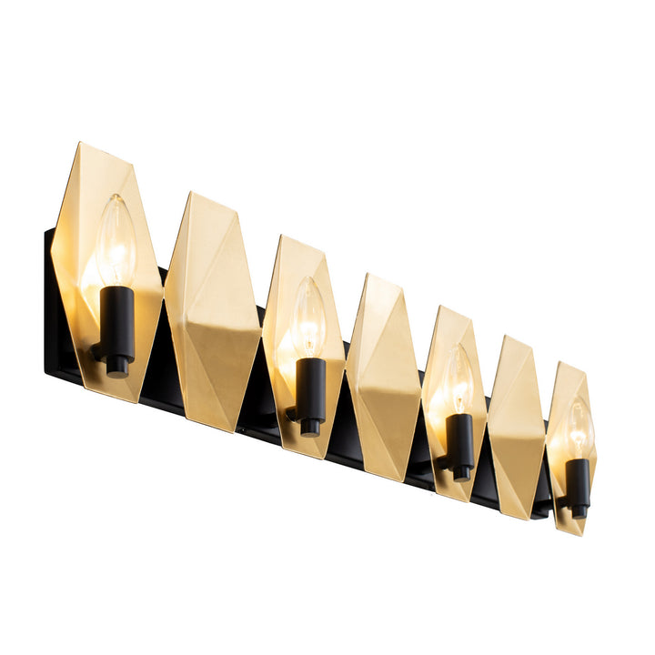 Varaluz Malone 361B04MBFG Bath Vanity Light 31 in. wide - Matte Black/French Gold