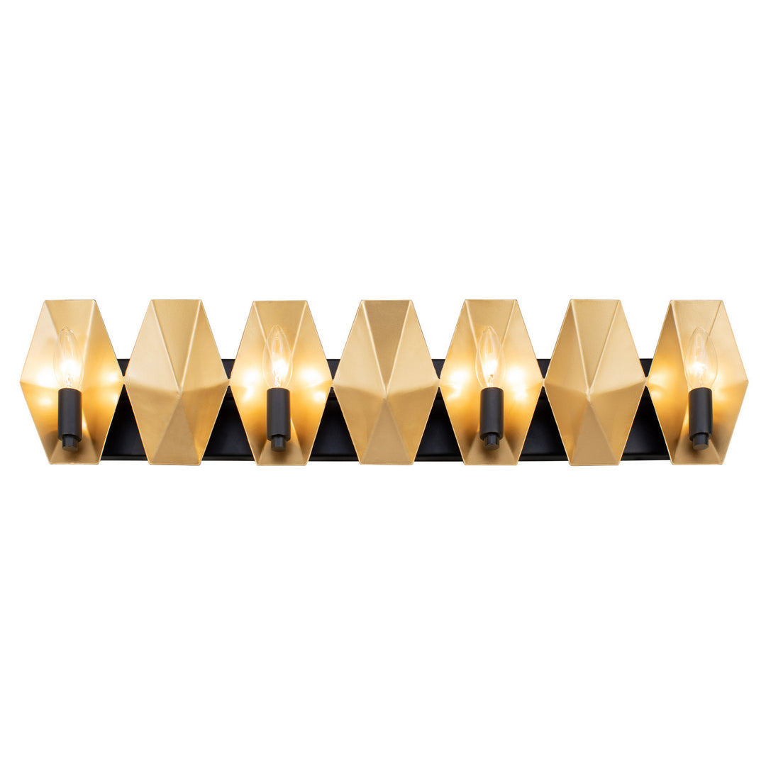 Varaluz Malone 361B04MBFG Bath Vanity Light 31 in. wide - Matte Black/French Gold