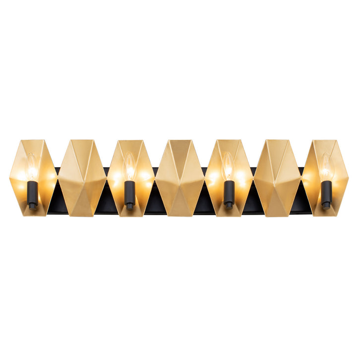 Varaluz Malone 361B04MBFG Bath Vanity Light 31 in. wide - Matte Black/French Gold