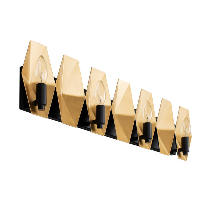 Varaluz Malone 361B04MBFG Bath Vanity Light 31 in. wide - Matte Black/French Gold
