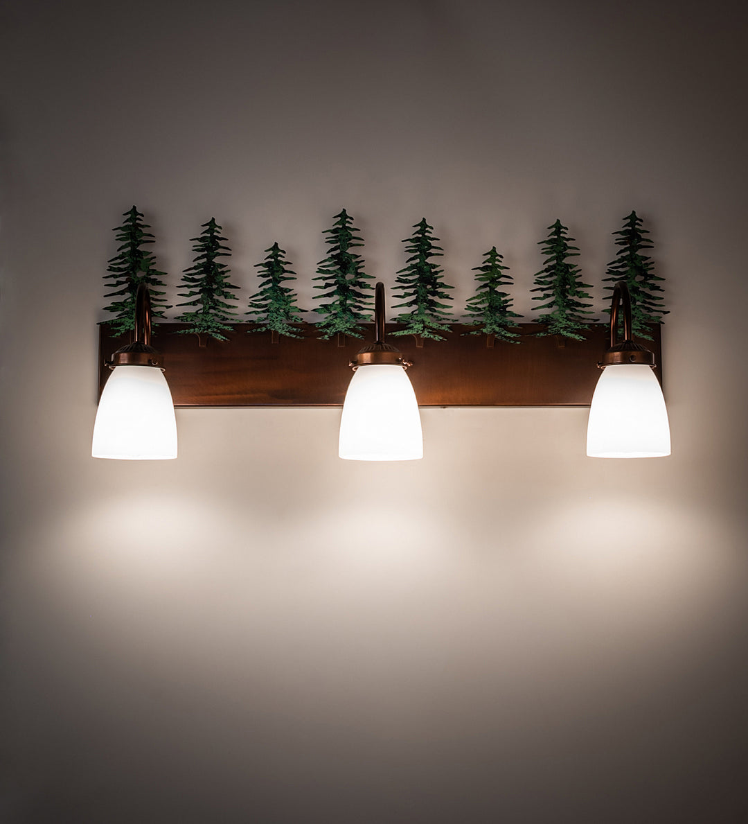 Meyda Tiffany Tall Pines 247392 Bath Vanity Light 28 in. wide - Vintage Copper