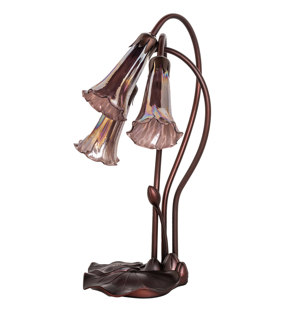 Meyda Tiffany Lighting 250826 Purple Iridescent Three Light Accent Lamp Lamp Bronze / Dark