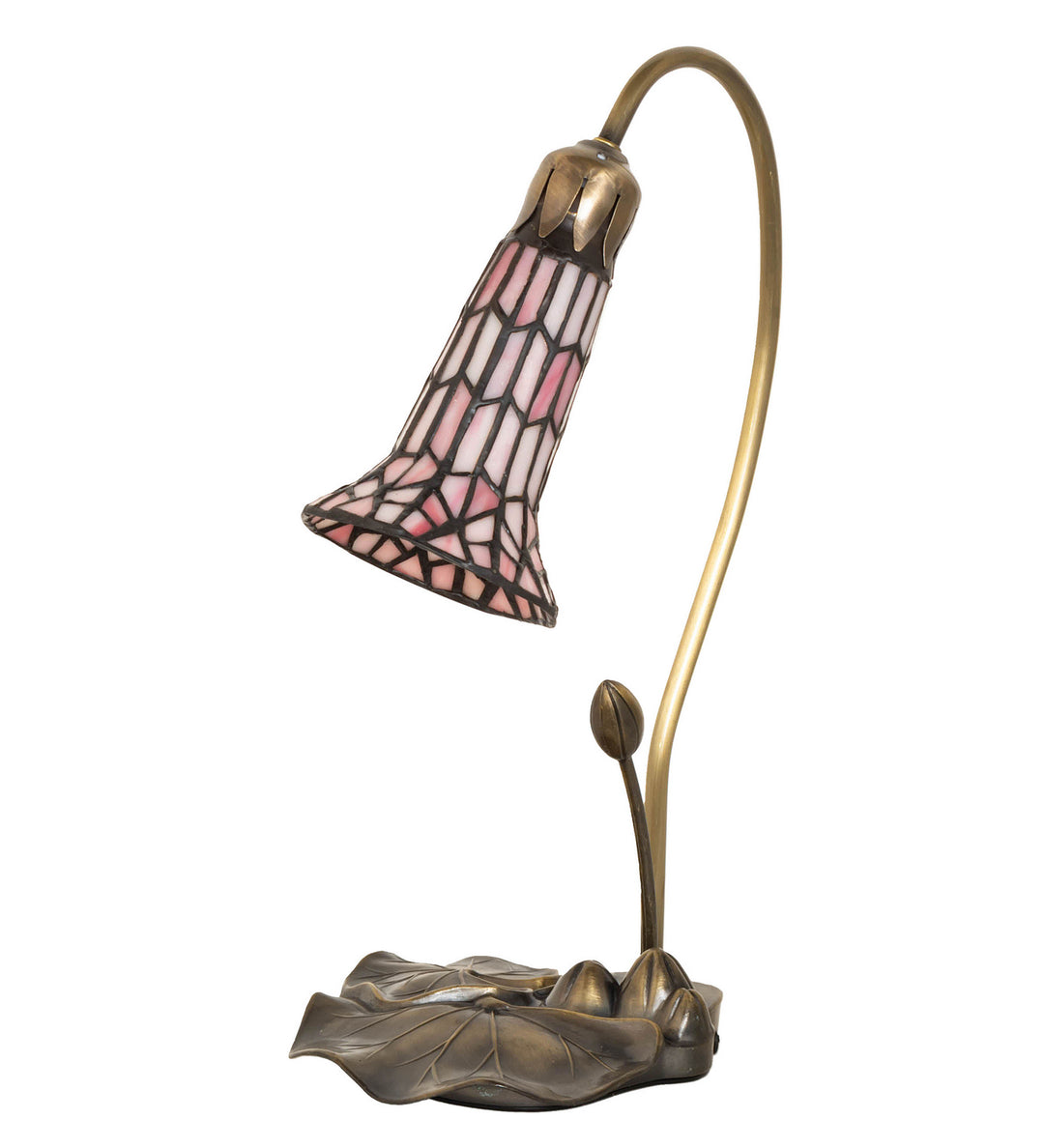 Meyda Tiffany Lighting 251570 Stained Glass Pond Lily One Light Accent Lamp Lamp Copper/Antique/Verde