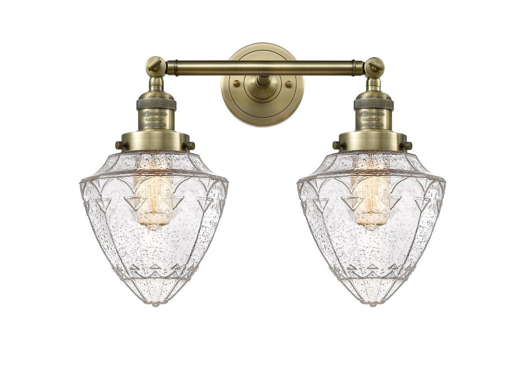 Innovations Franklin Restoration 208-AB-G664-7 Bath Vanity Light 18 in. wide - Antique Brass