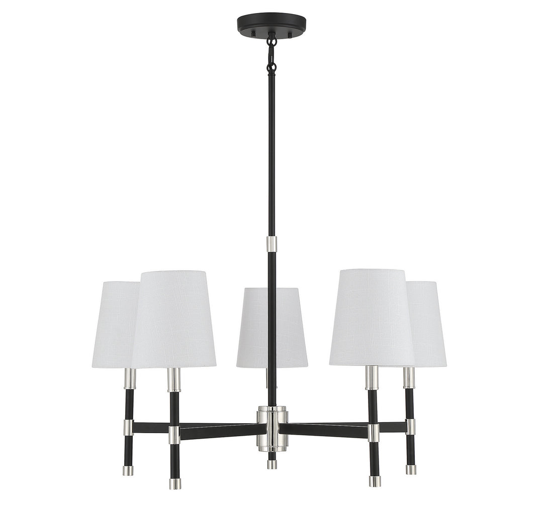 Savoy House Brody 1-1630-5-173 Chandelier Light - Matte Black with Polished Nickel Accents