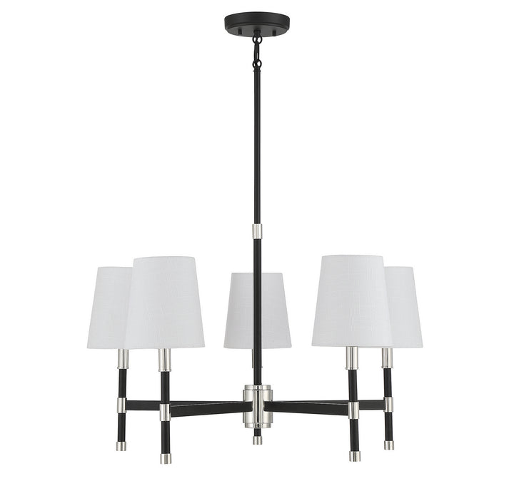 Savoy House Brody 1-1630-5-173 Chandelier Light - Matte Black with Polished Nickel Accents