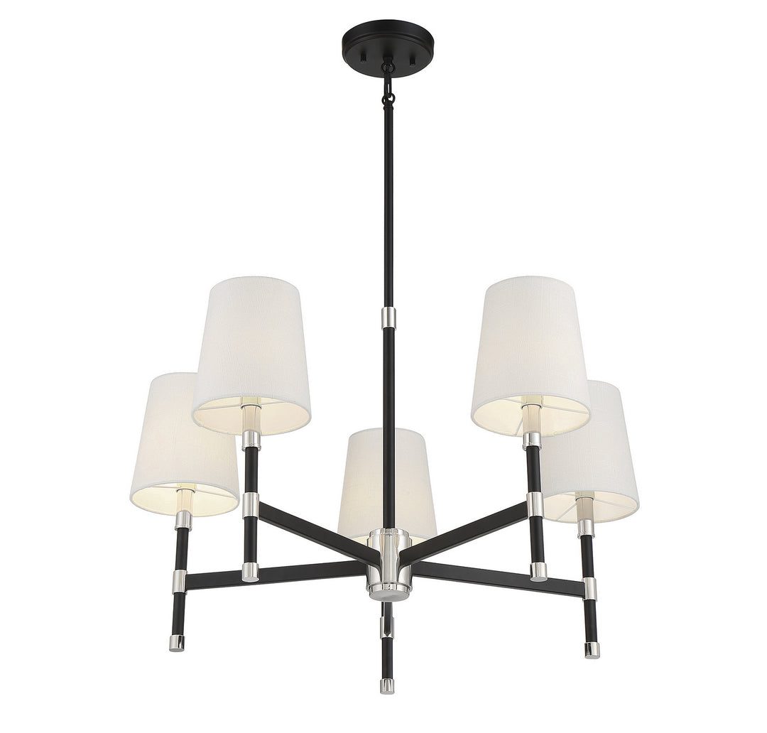 Savoy House Brody 1-1630-5-173 Chandelier Light - Matte Black with Polished Nickel Accents