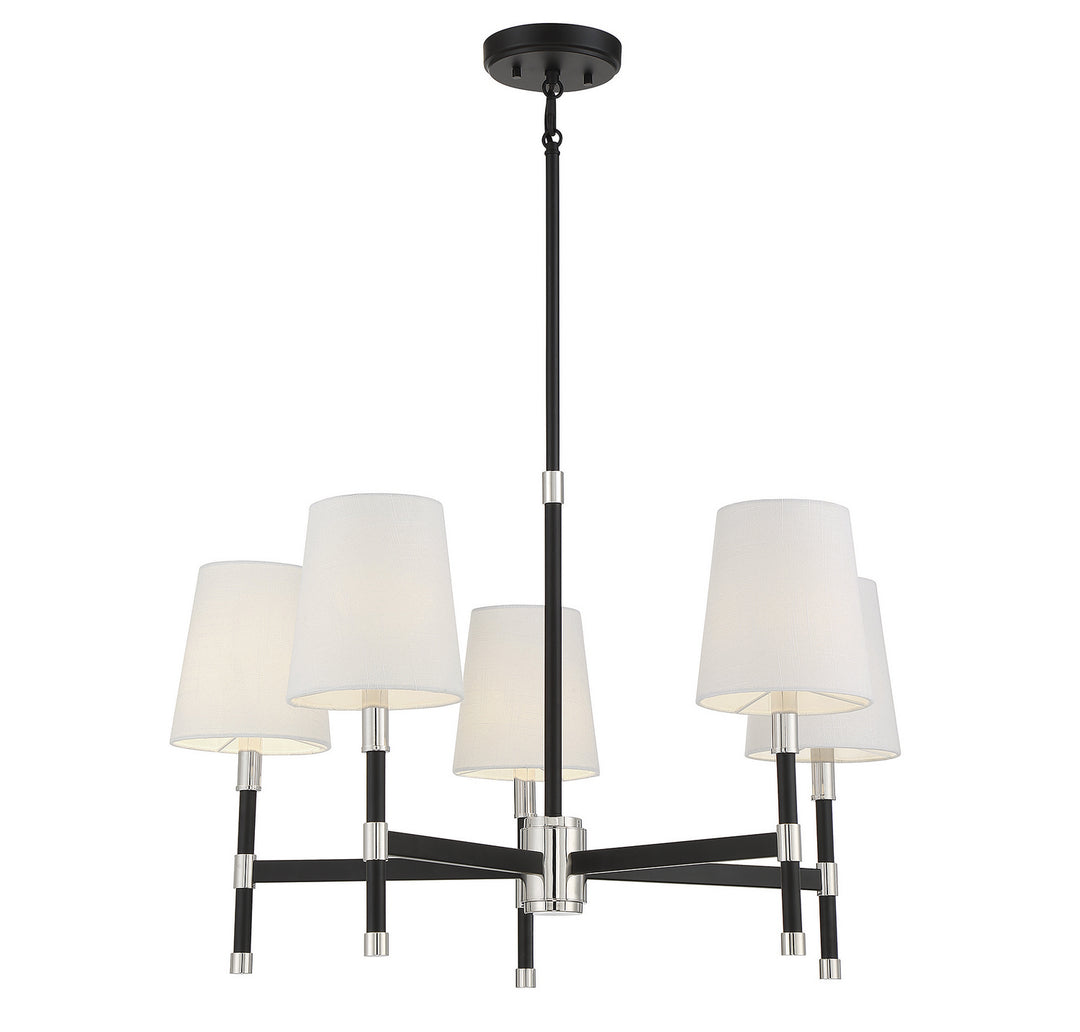 Savoy House Brody 1-1630-5-173 Chandelier Light - Matte Black with Polished Nickel Accents