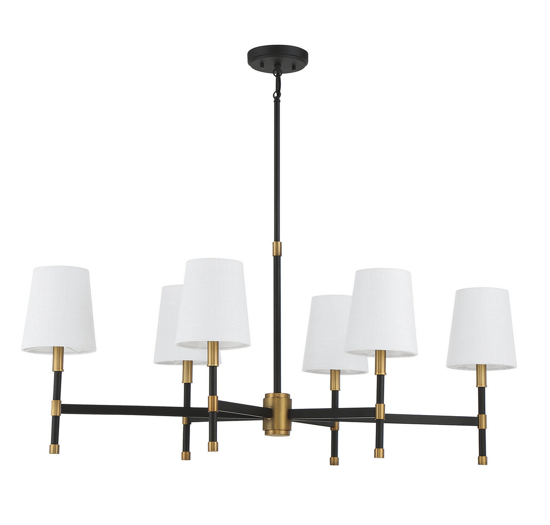 Savoy House Brody 1-1631-6-143 Chandelier Light - Matte Black with Warm Brass Accents