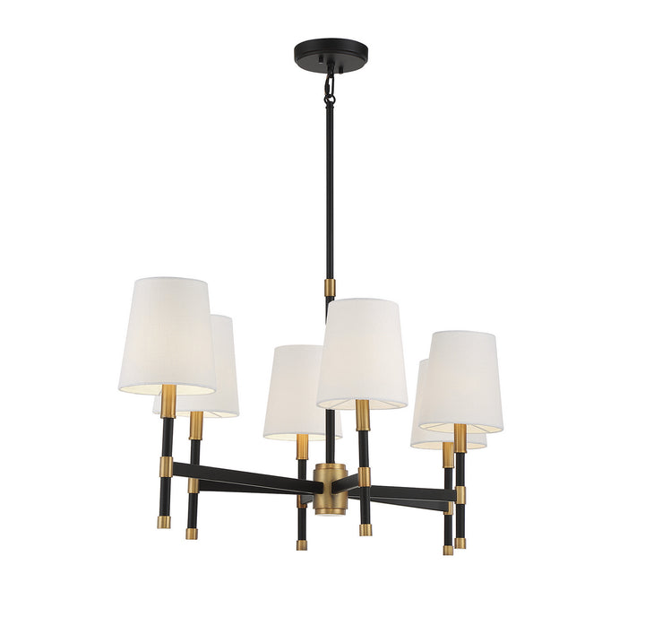 Savoy House Brody 1-1631-6-143 Chandelier Light - Matte Black with Warm Brass Accents